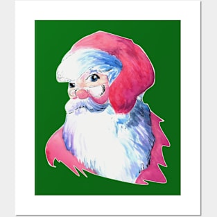 Santa Clause watercolour portrait - Christmas inspired designs Posters and Art